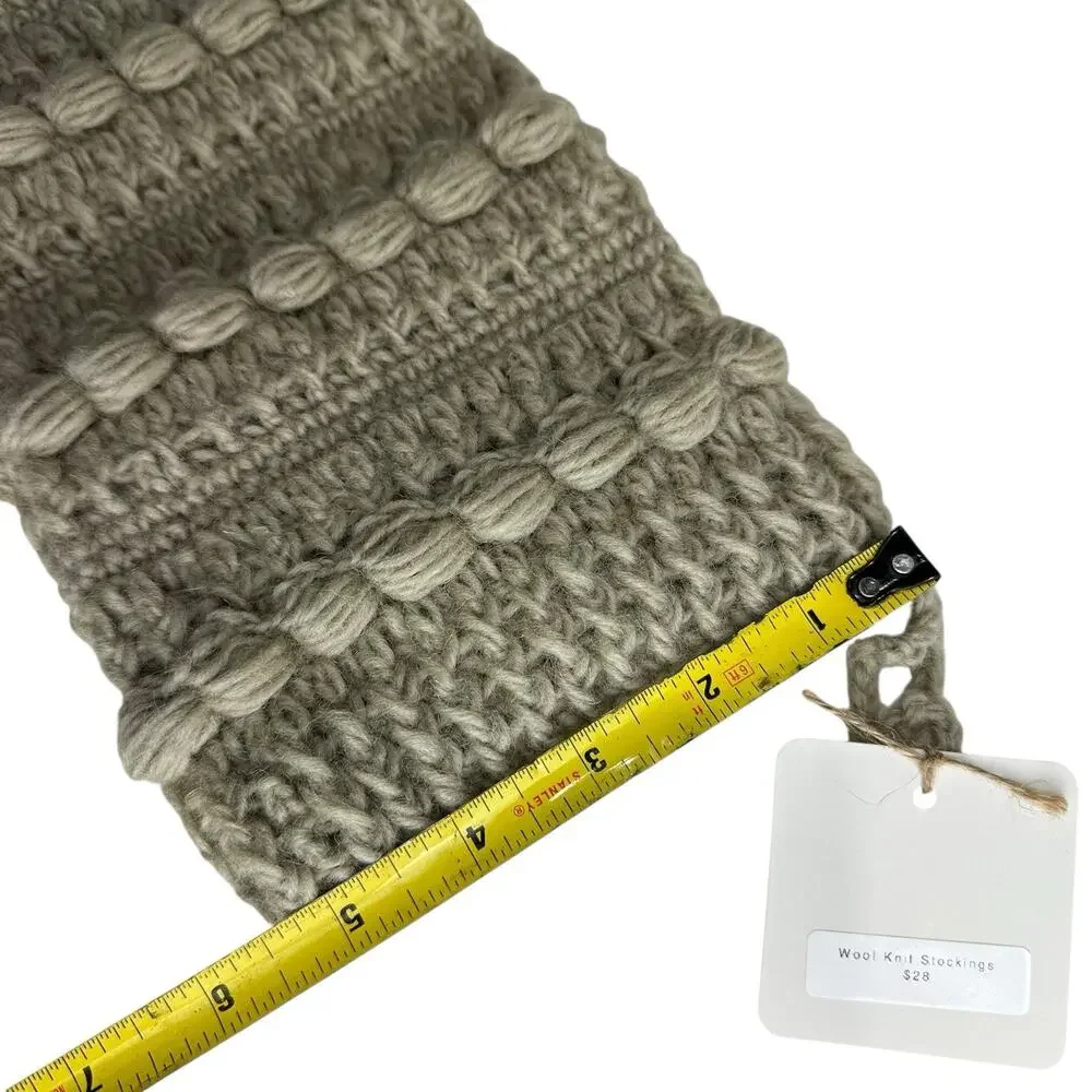 Handmade Crochet Knit Christmas Stockings Gray Boho Cottagecore Set of 4 New
